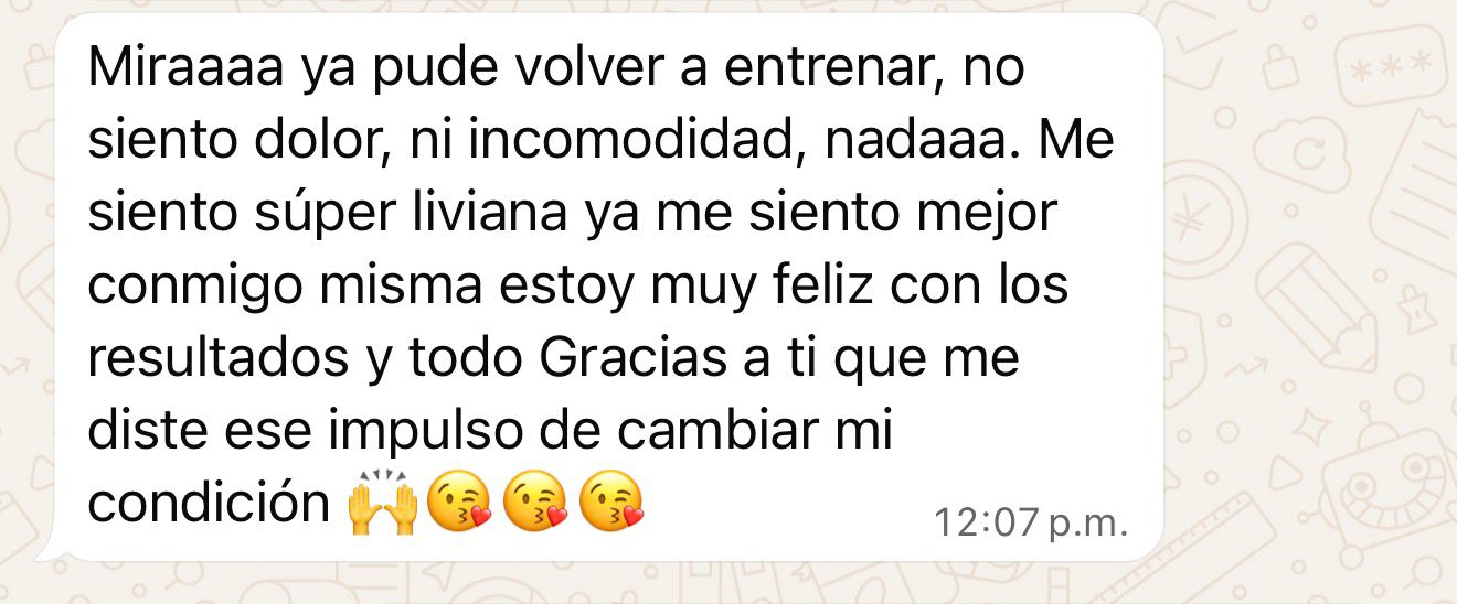 Testimonio por WhatsApp — postoperatorio